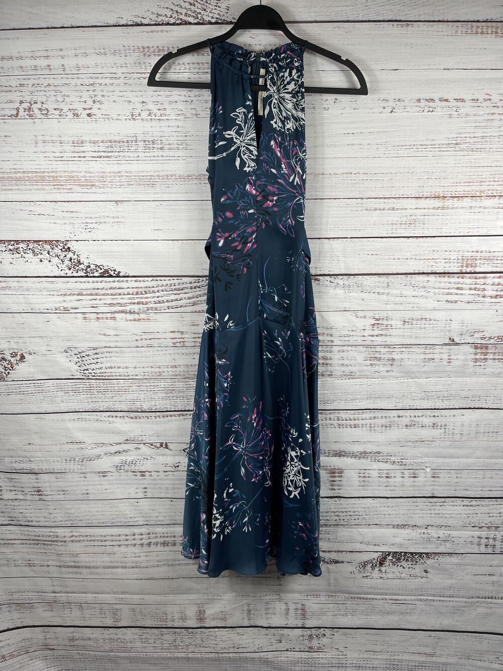 Rachel Rachel Roy Dress Womens 2 Blue Floral Halter Fit Flare Midi Wedding Party